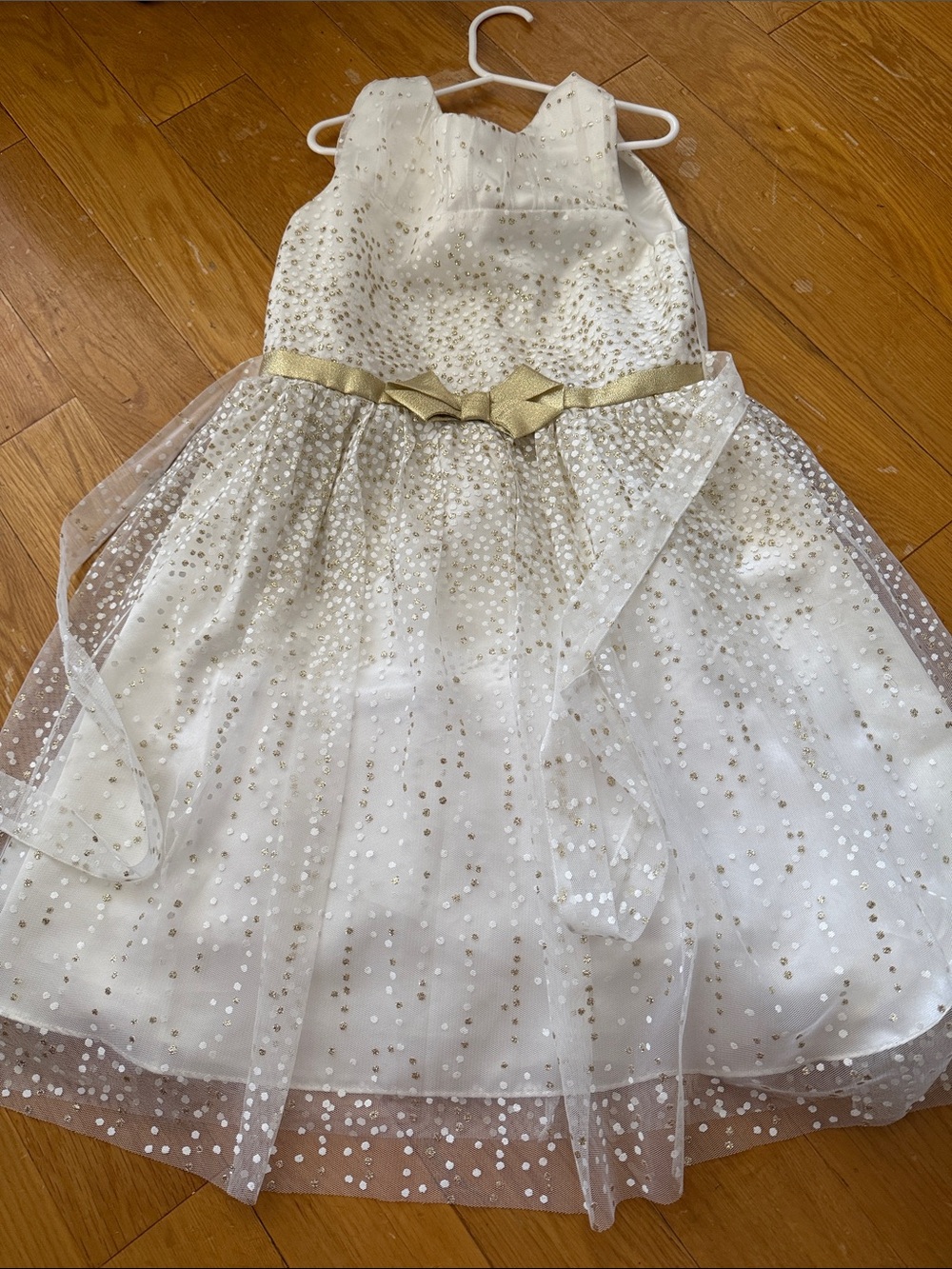 Jona Michelle Ivory and Gold Sequin Bow Party Dress Size 8
